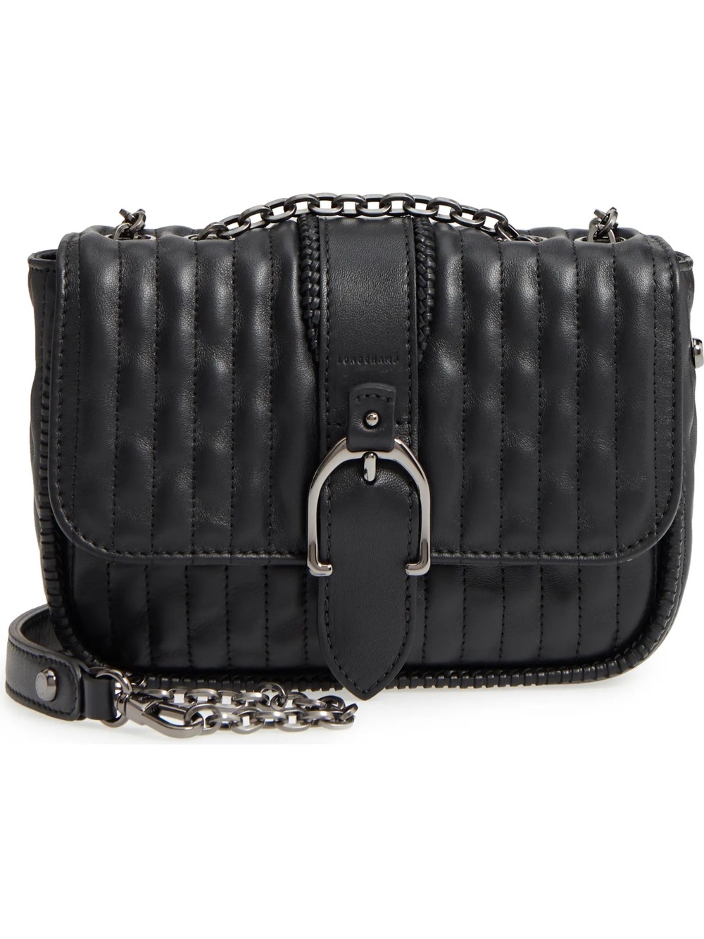 Longchamp Black Quilted Leather Crossbody with Chain Strap - Picture 1 of 6